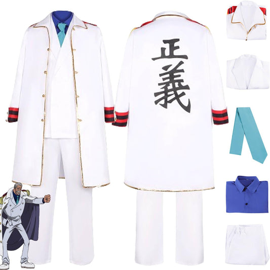 bbganlian Anime One Piece Monkey D Garp Cosplay Costume Vestito Portgas D Ace Gioco di Ruolo Uniforme Mantello Set Completo Halloween Carnevale Festa Dress Up Suit per Uomini (S)