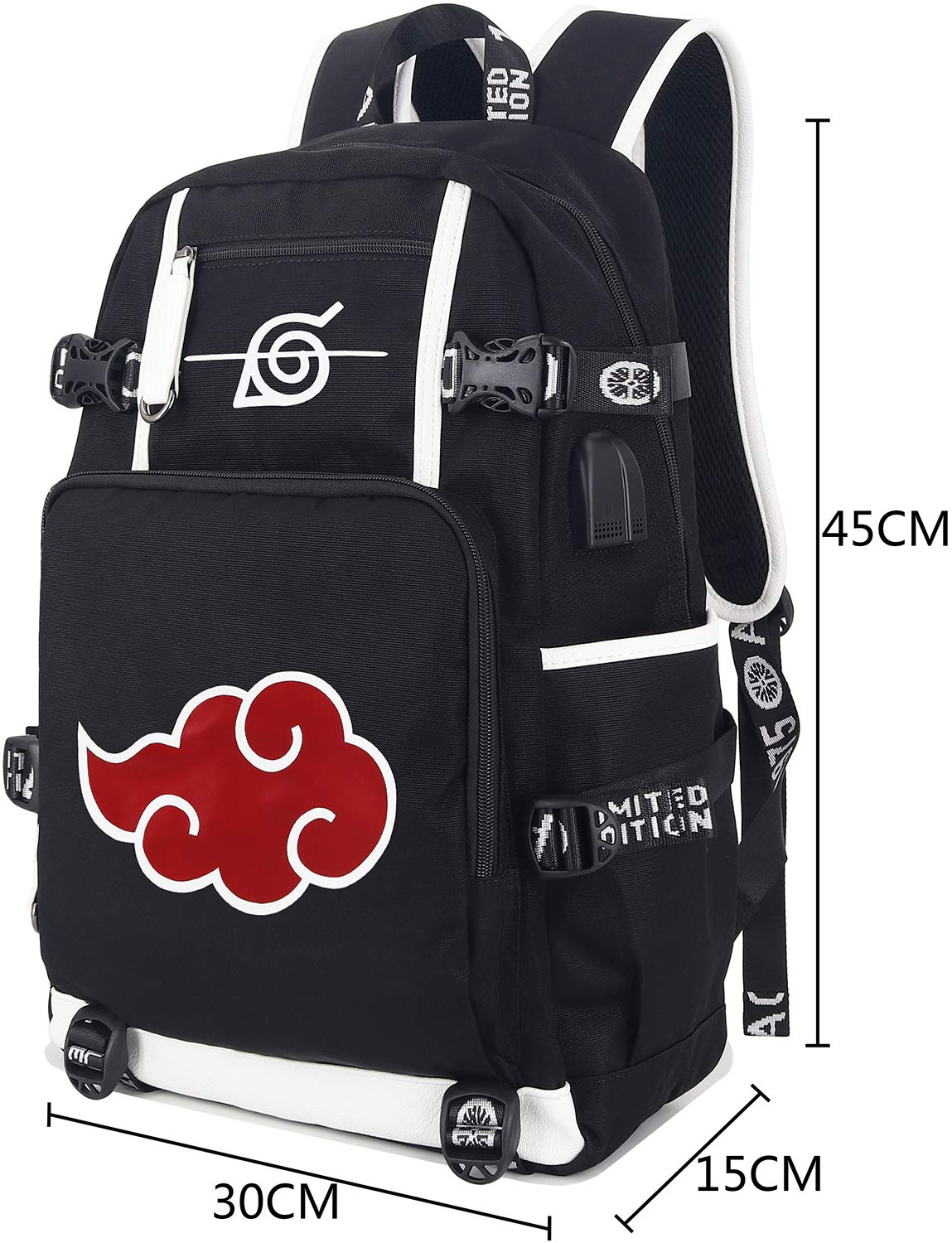 Roffatide Anime Zaino per Naruto Borsa da scuola Zaino per laptop stampato con porta di ricarica USB e porta per cuffie