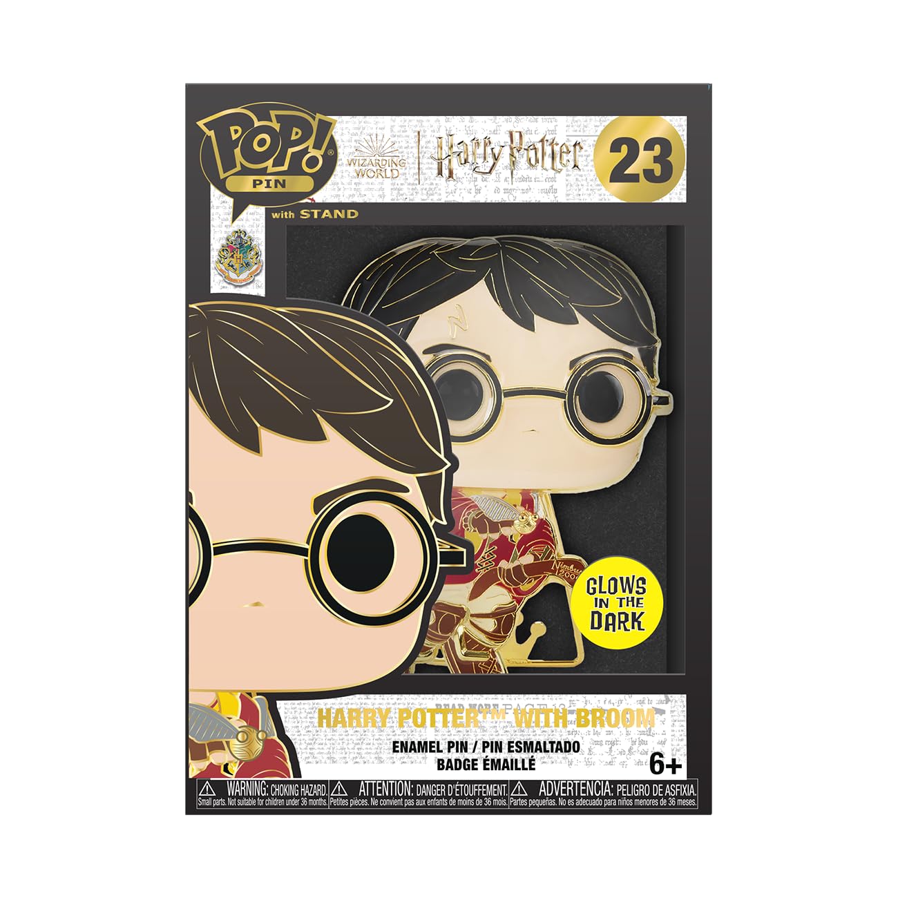 Funko Large Pop! Enamel Pin, Harry Potter POA 20th, Harry Potter On BroomSpille Smaltate, Spilla da Collezione Carina, per gli Zaini & Borse, Idea Regalo, Merchandising Ufficiale
