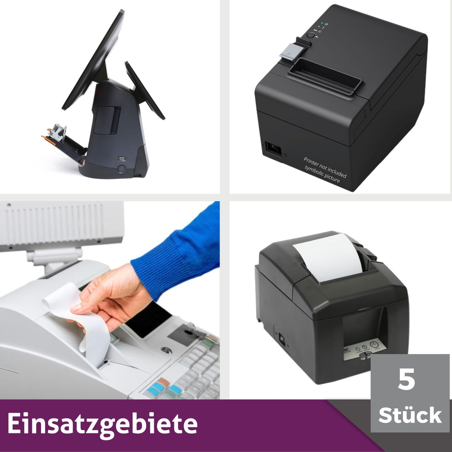 Rotoli termici 80mm x 50m x 12mm – Carta termica per registratore di cassa fiscale - Termici per registratori di cassa con stampante scontrini - (80x63x12) BPA Free (5 Rotoli)
