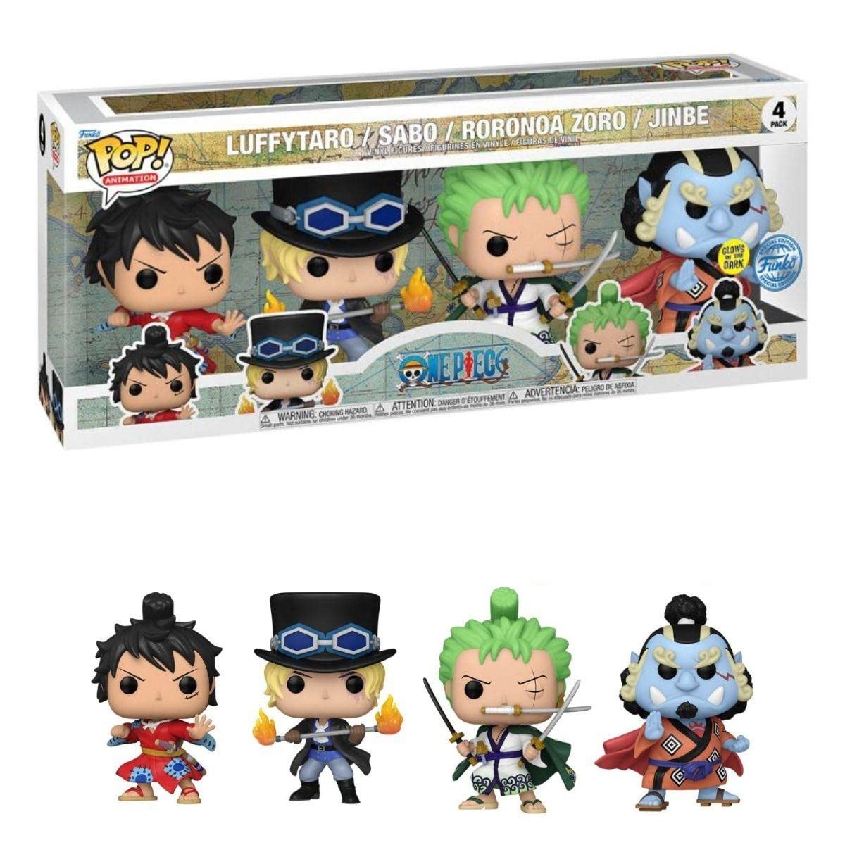 Funko Pop! Animation: One Piece - Monkey D. Luffy - 4 Pack - Si Illumina Al Buio- Figura in Vinile da Collezione - Idea Regalo - Merchandising Ufficiale - Giocattoli per Bambini e Adulti