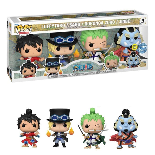 Funko Pop! Animation: One Piece - Monkey D. Luffy - 4 Pack - Si Illumina Al Buio- Figura in Vinile da Collezione - Idea Regalo - Merchandising Ufficiale - Giocattoli per Bambini e Adulti