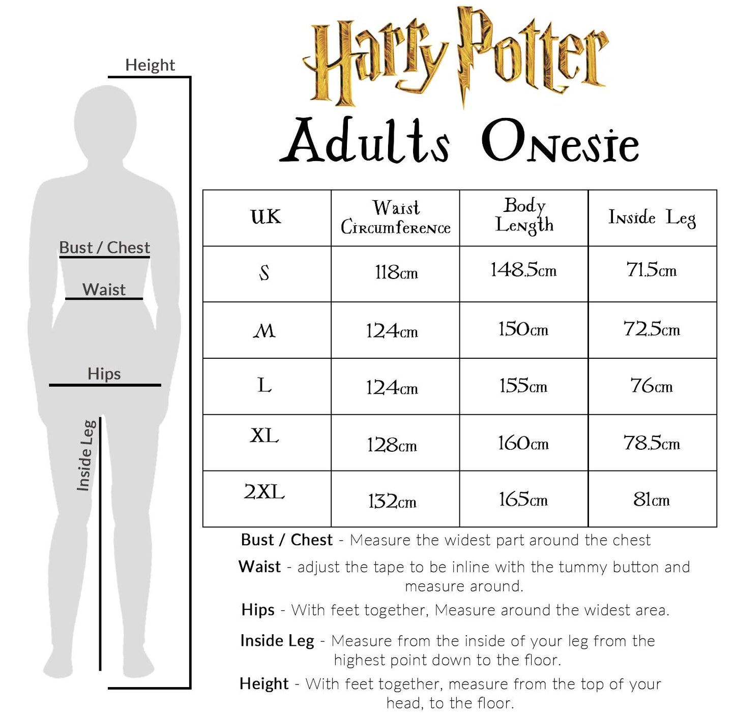 Harry Potter Pigiama Intero Donna, Pigiamone in Pile Unisex S-XL, Merchandise Ufficiale, Regalo Originale (Nero, L)