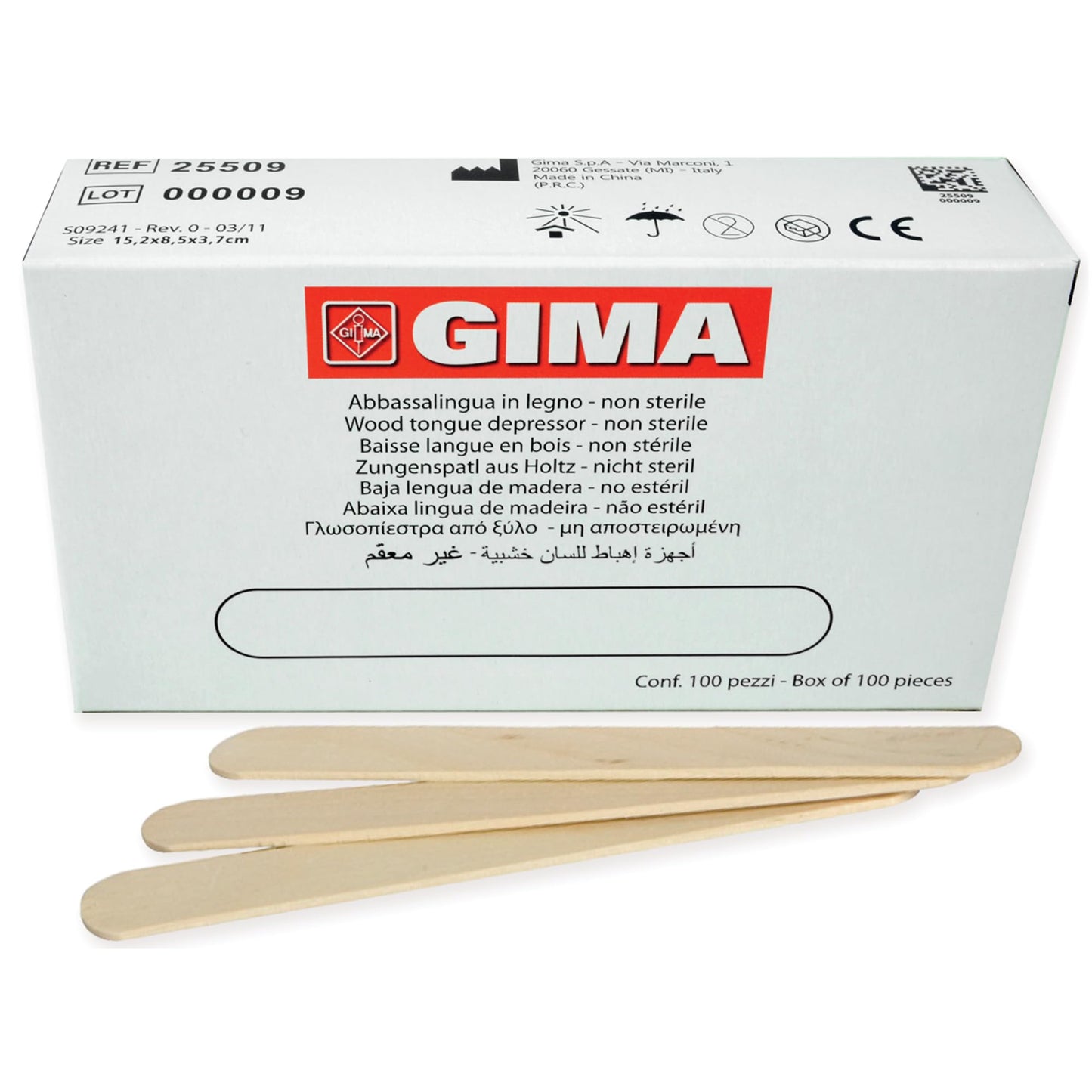 GIMA 25509, Abbassalingua in Legno, 1 Scatola X 100 Unità