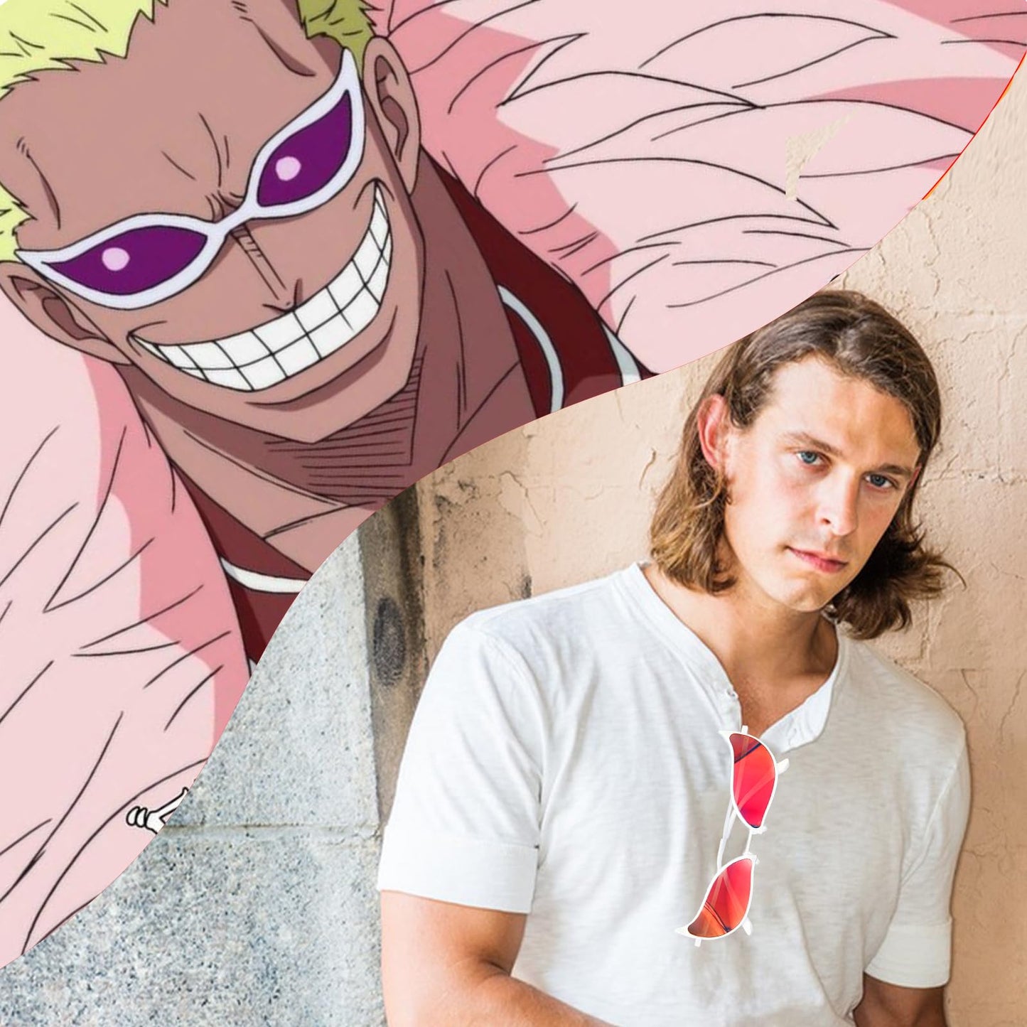 BJPERFMS Occhiali Doflamingo One Piece, Doflamingo Glasses, Anime Cosplay Occhiali da Sole, Occhiali Veloci, One Piece Gadget, per Party Festival Performance Halloween, Unisex