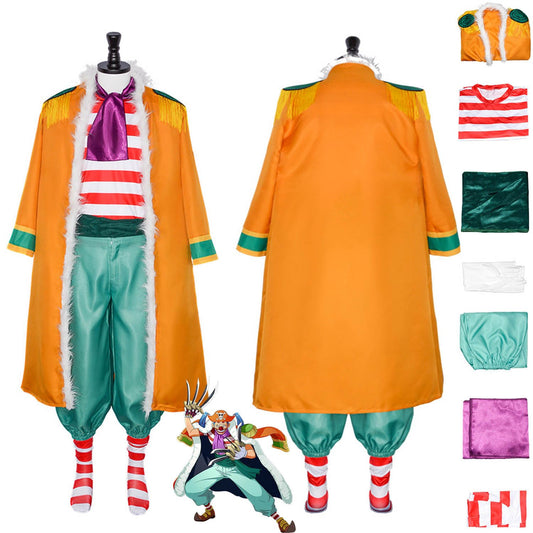 bbganlian Anime Personaggio Buggy Cosplay Costume Vestito One Piece Monkey D Luffy Portgas D Ace Uniforme Mantello Set Completo Halloween Festa Carnevale Dress Up Suit per Uomo (XXXL)