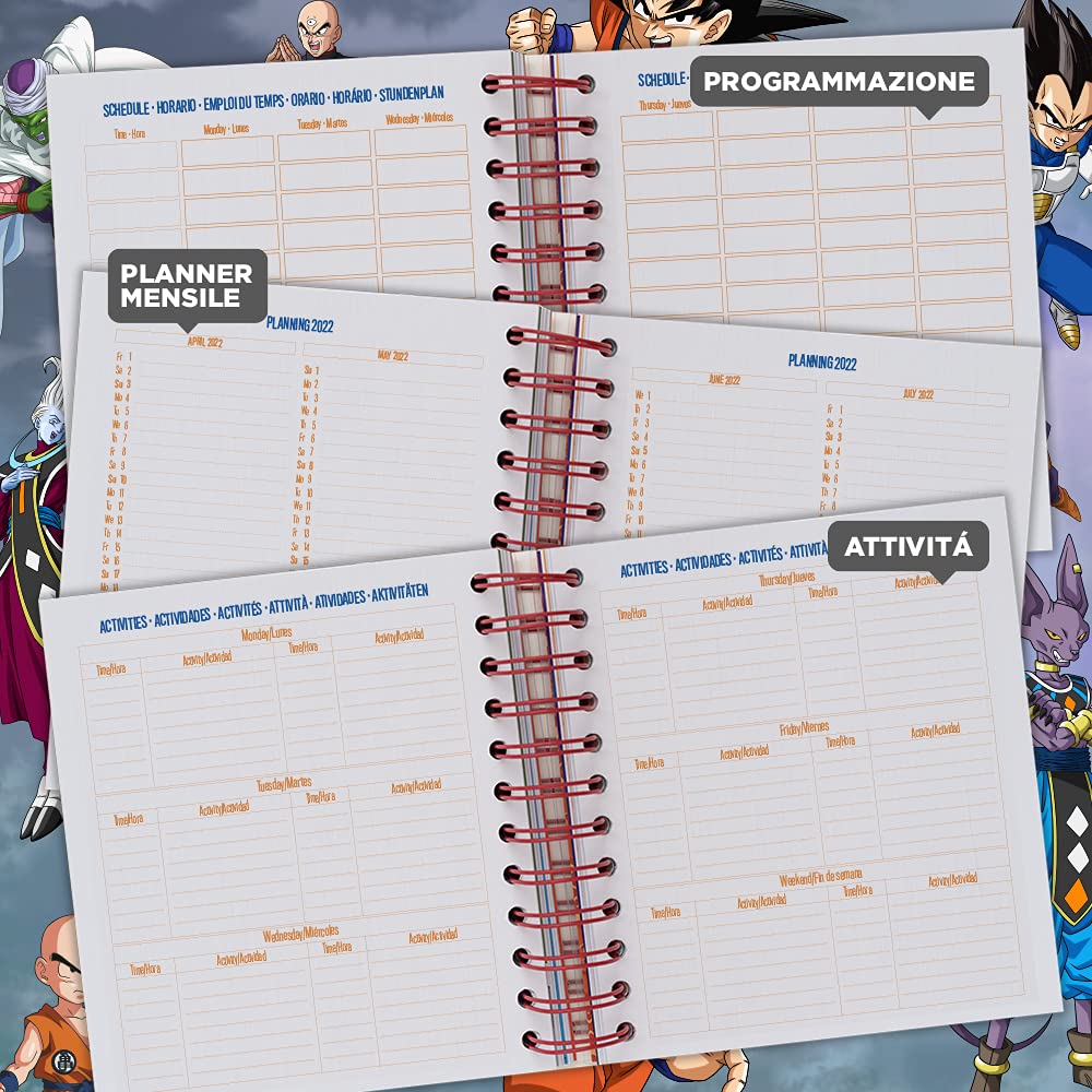 Grupo Erik Diario Scuola 2021 2022 Dragon Ball super, Grupo Erik Diario Agenda Settimanale 2021 2022 con 12 mesi, 21x14,8 cm, ideale come agenda universitaria 2021 2022