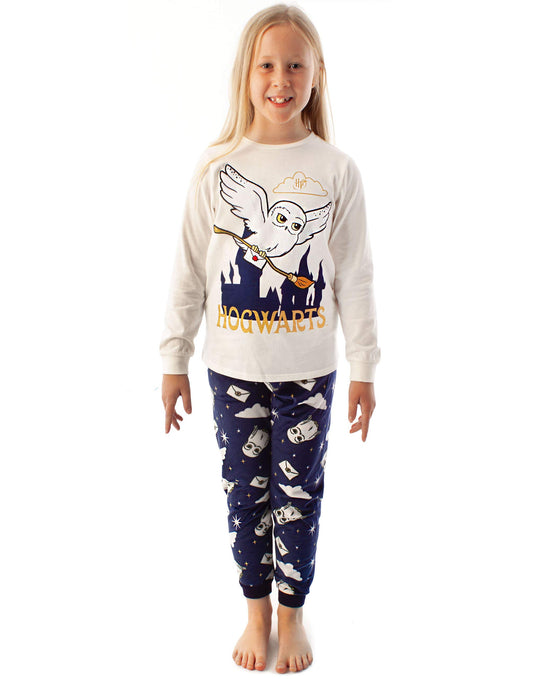 Harry Potter Pigiama Girls Hedwig T-Shirt Manica Lunga Pantaloni in Pile PJ Set 10-11 Anni