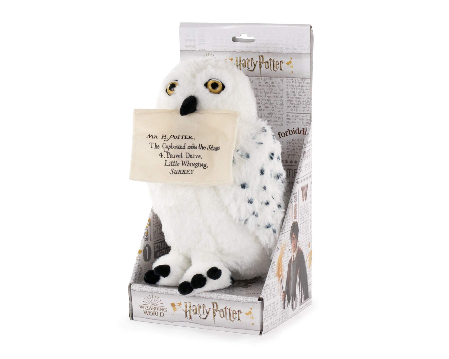 Harry Potter - Peluche Hedwig Edvige Gufo Bianco con Busta Magnetica e Display 24cm - qualità Super Morbida