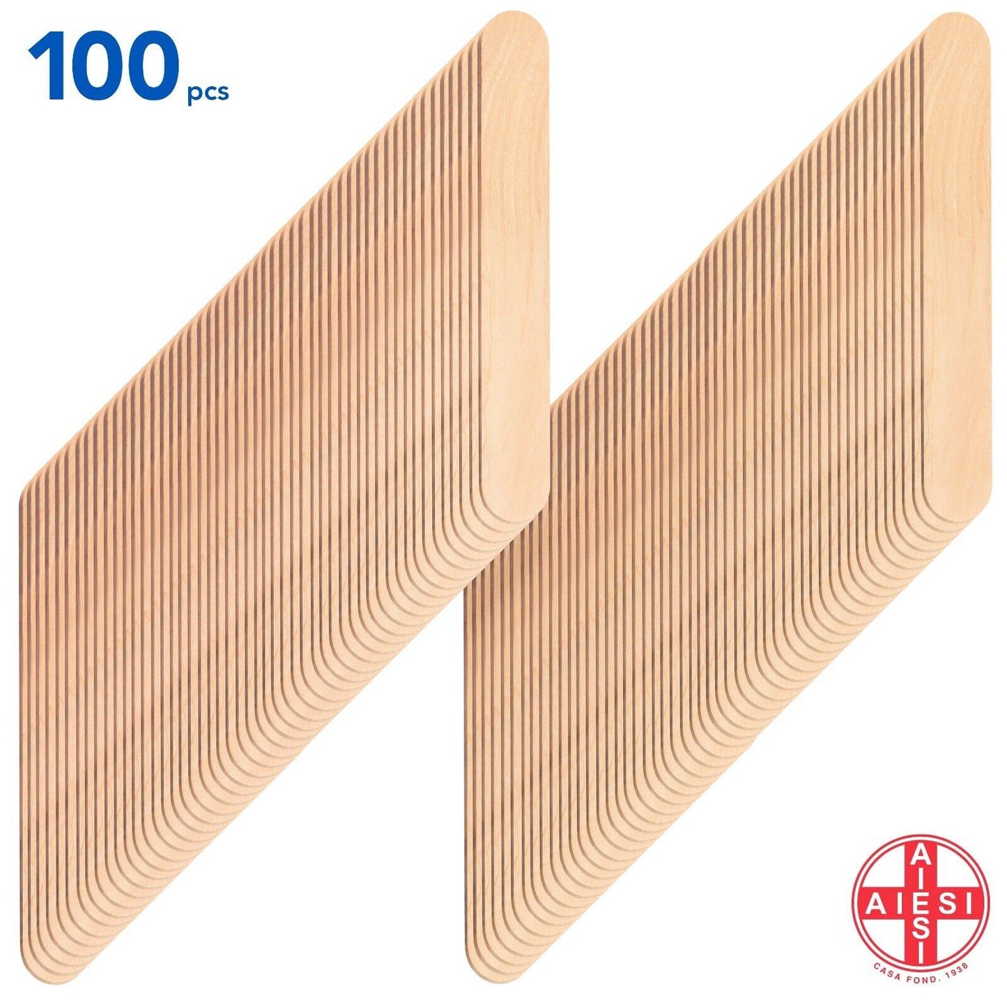 AIESI® Abbassalingua in legno monouso NON STERILI (Confezione da 100 pezzi), Spatole legno per ceretta