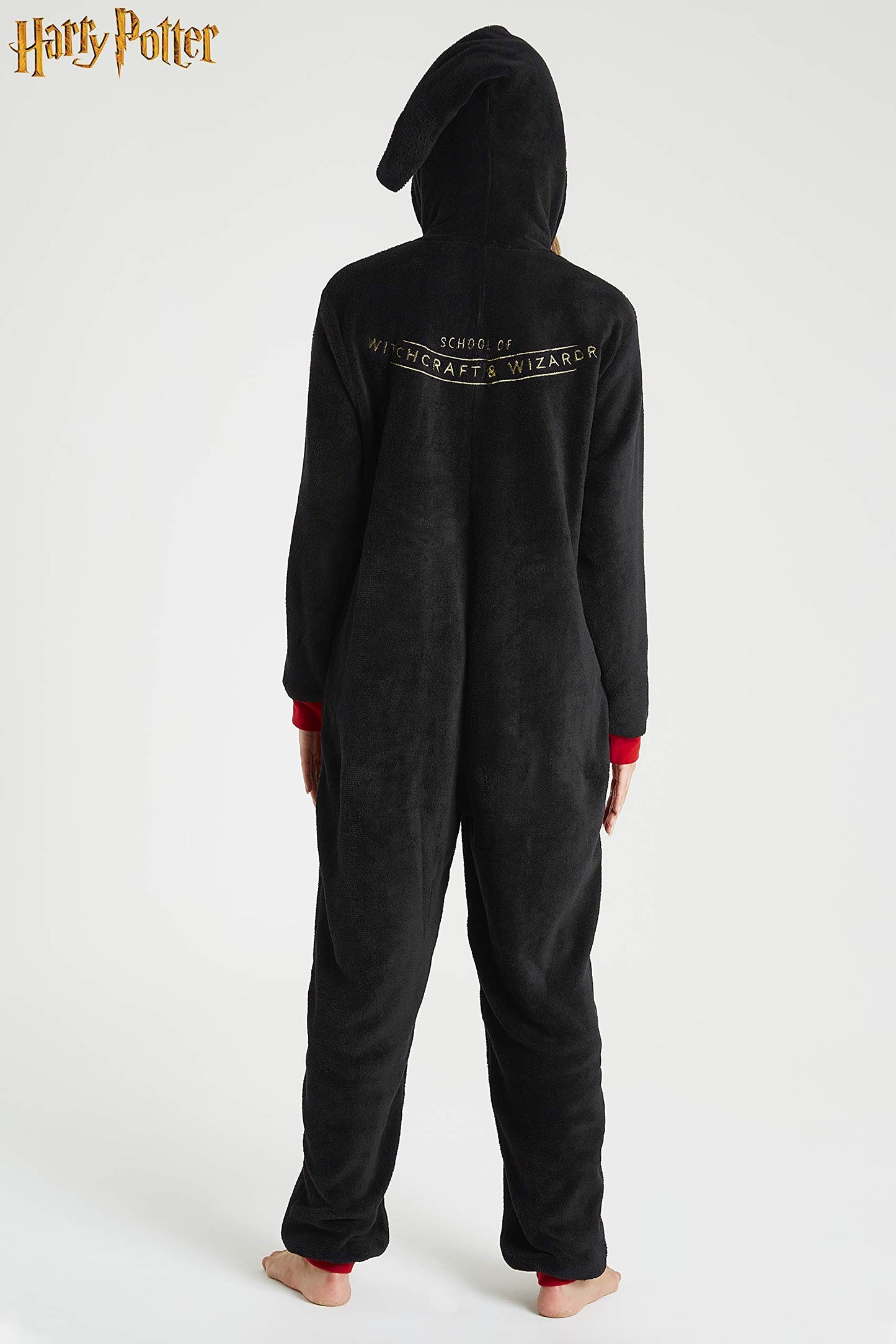 Harry Potter Pigiama Intero Donna, Pigiamone in Pile Unisex S-XL, Merchandise Ufficiale, Regalo Originale (Nero, L)