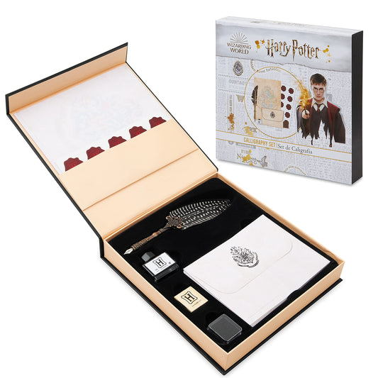 Harry Potter Penna Piuma con Calamaio, Set con Carta da Lettere e Buste, Sigillo Hogwarts e Timbro, Gadget Originali