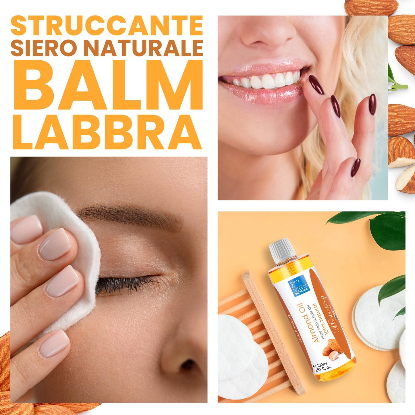 Olio di Mandorle Bio, Spremuto a Freddo, Coltivazione Ecologica - Adatto per Neonati, Anti Smagliature, Struccante, Olio da Massaggio, Corpo, Viso, Capelli, Gravidanza, Seno, 100% Naturale, 2000 ml