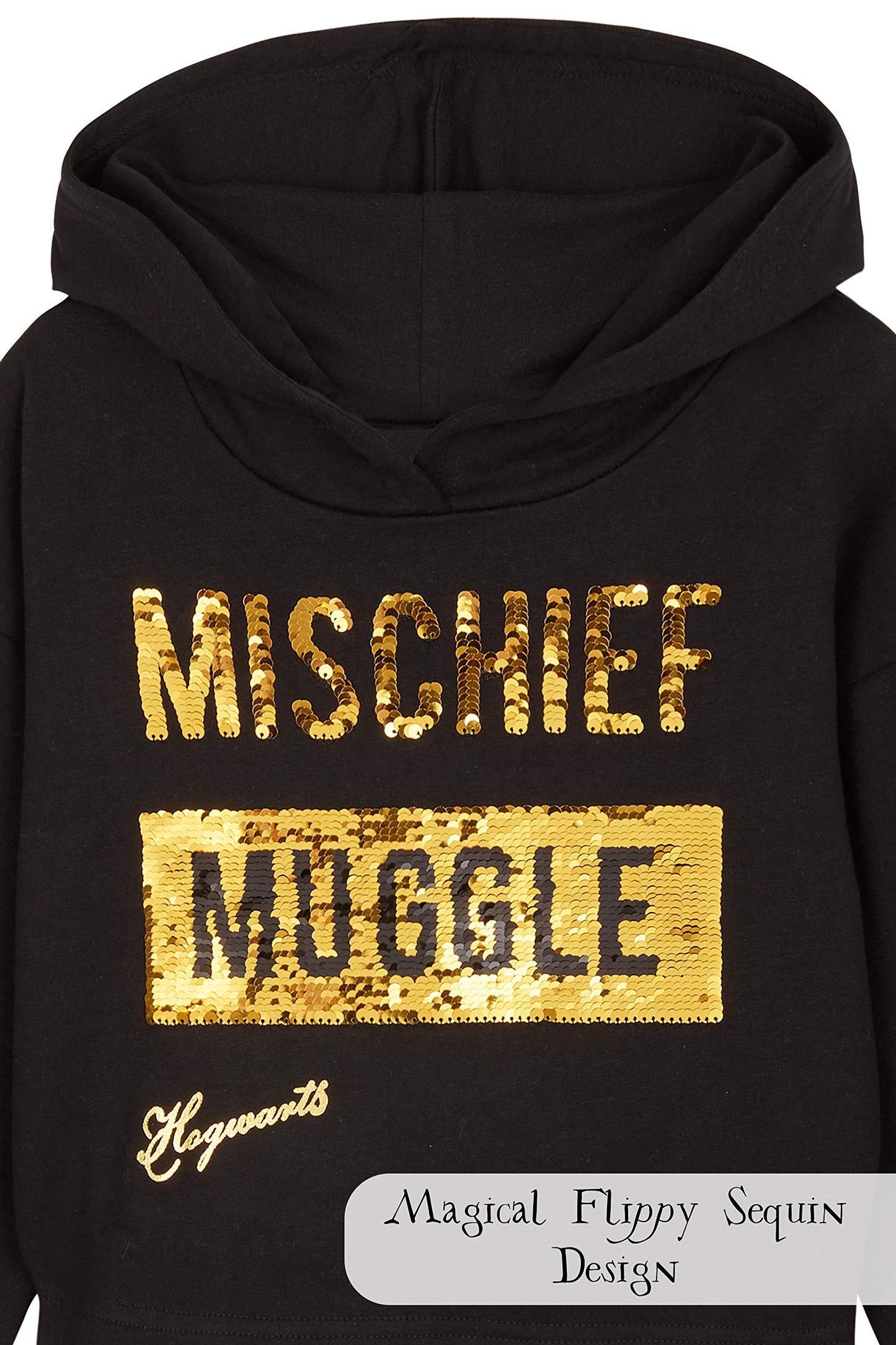 Harry Potter Felpa Corta Con Cappuccio Per Bambina E Ragazza E Leggings In Cotone 6-14 Anni, Abbigliamento Ufficiale, Magiche Idee Regalo (Nero, 13-14 anni)