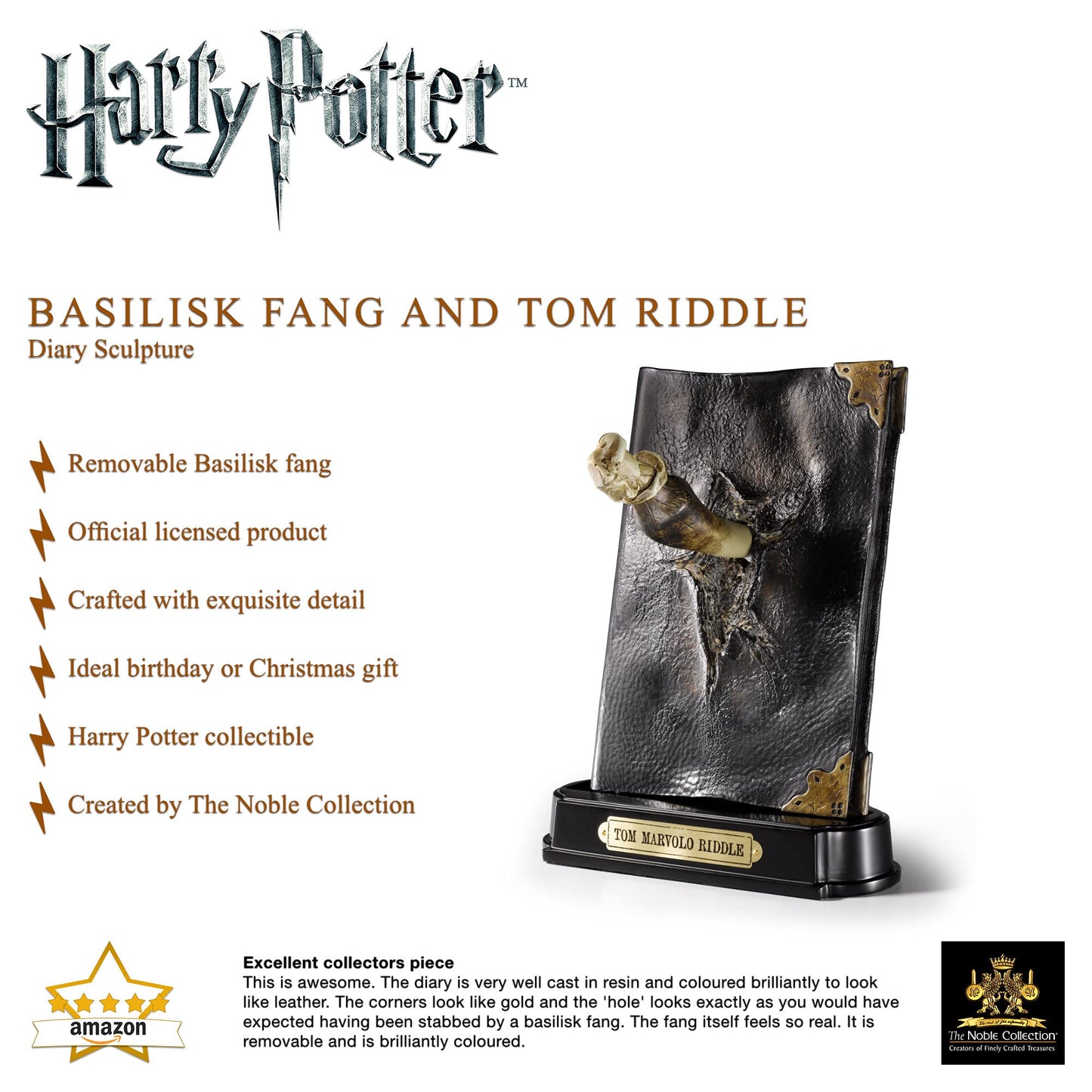 The Noble Collection Basilisk Fang and Tom Riddle Diary Sculpture Figura, Nero, NN7271