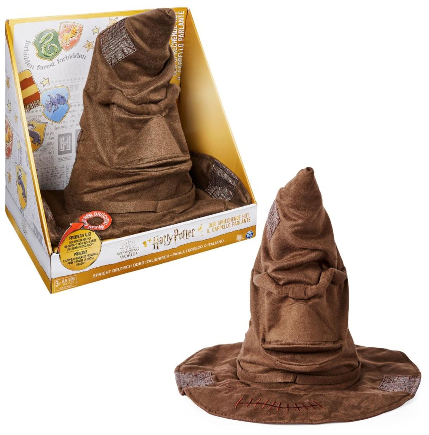 Wizarding World | Cappello Parlante Interattivo di Harry Potter | Voce originale dei film di Harry Potter | 15 frasi in italiano/tedesco | Accessori Harry Potter dai 5 anni in su