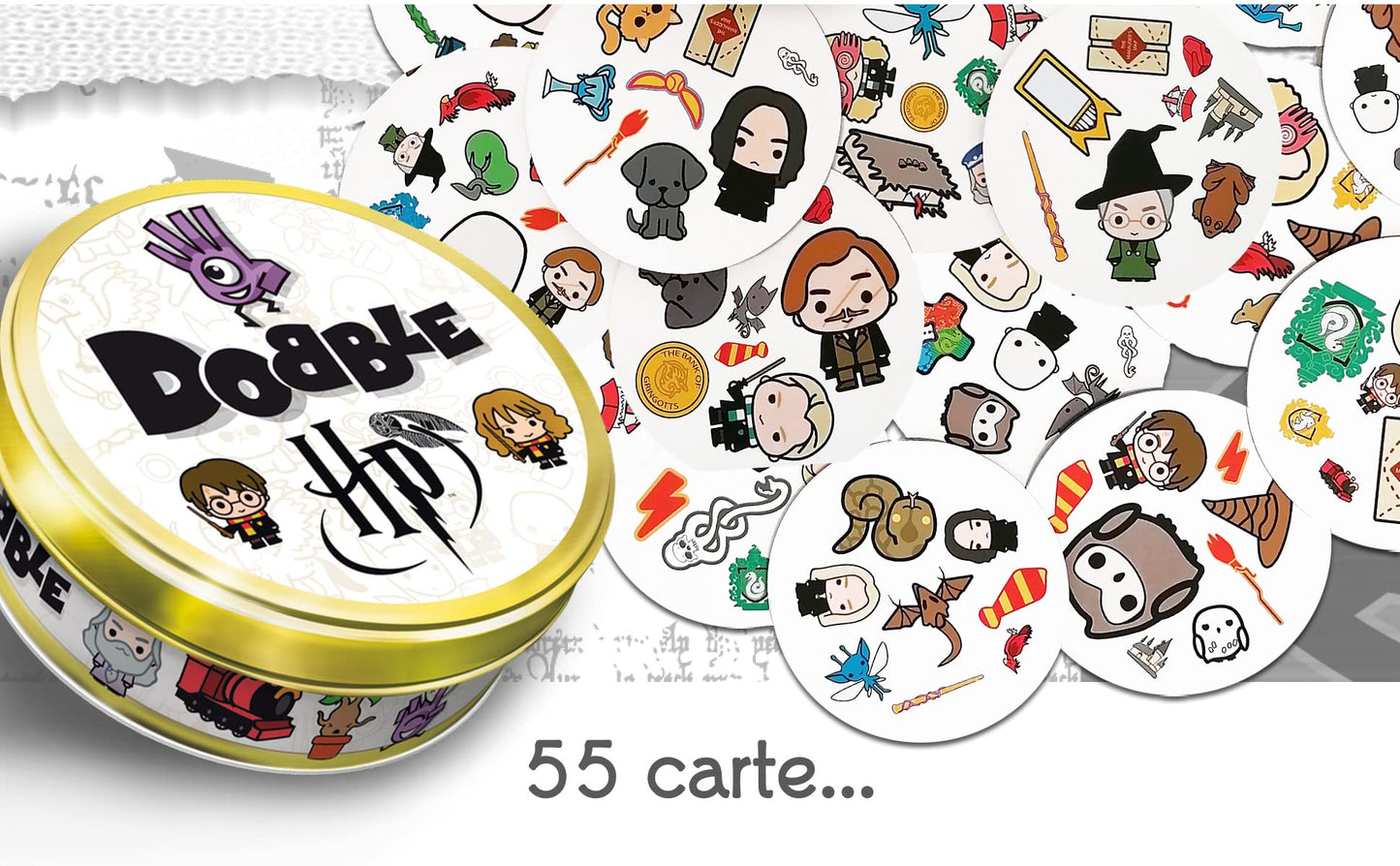 Asmodee - Dobble: Harry Potter - Gioco da Tavolo per Tutta la Famiglia, 5 Party Game per 2-8 Giocatori, 6+ Anni, Edizione in Italiano