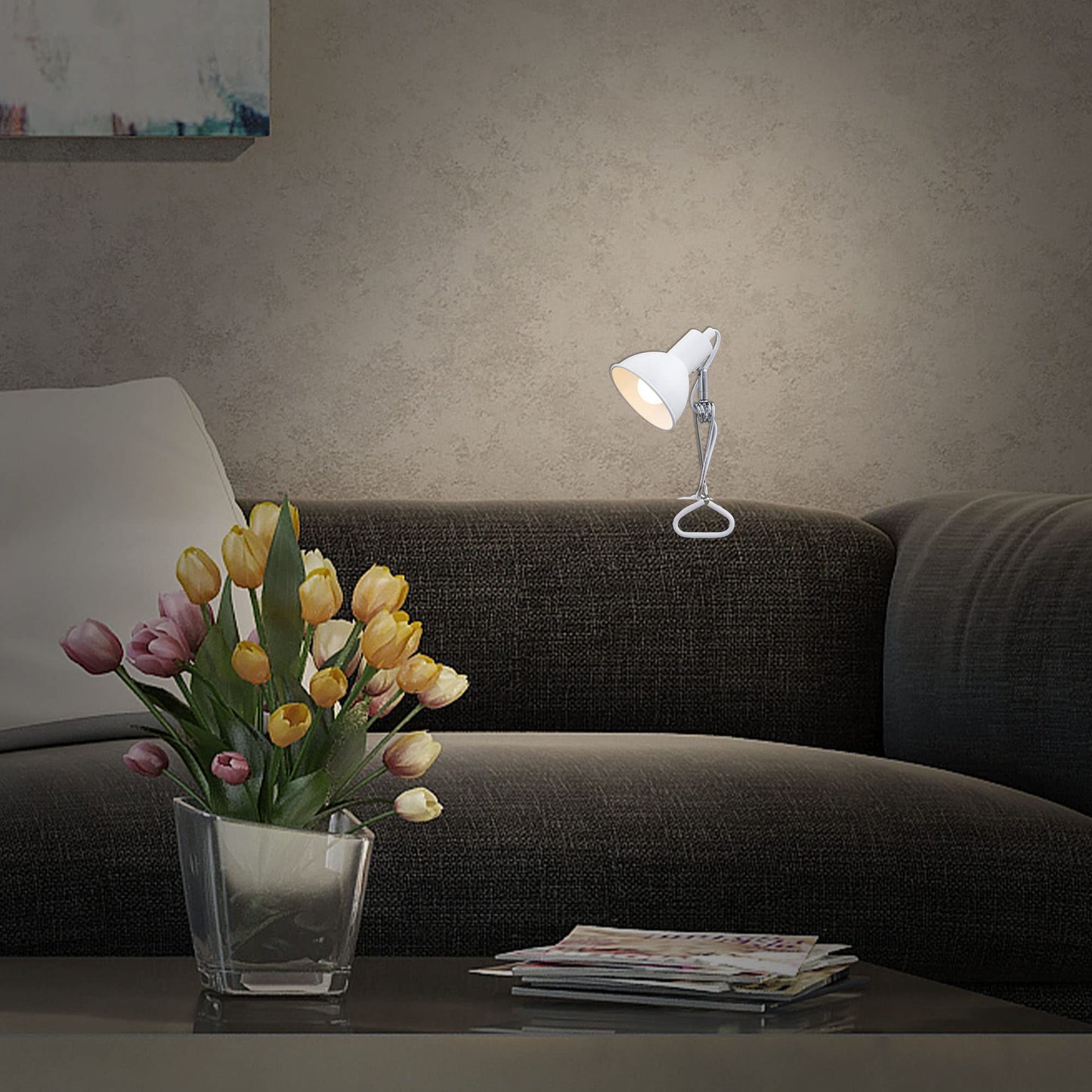 Briloner Leuchten - luce a pinza, lampada a pinza, 1x E14, max. 8 watt, con cavo con interruttore incluso, testina spot orientabile e rotante, in metallo, cromato/bianco, 305x110x130mm