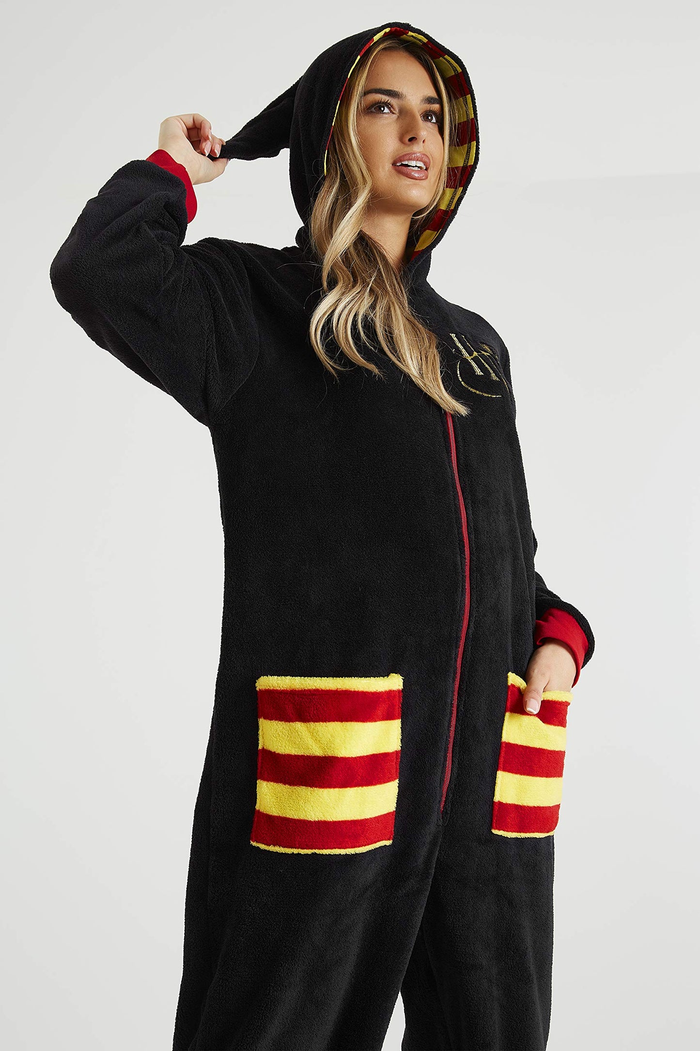 Harry Potter Pigiama Intero Donna, Pigiamone in Pile Unisex S-XL, Merchandise Ufficiale, Regalo Originale (Nero, L)