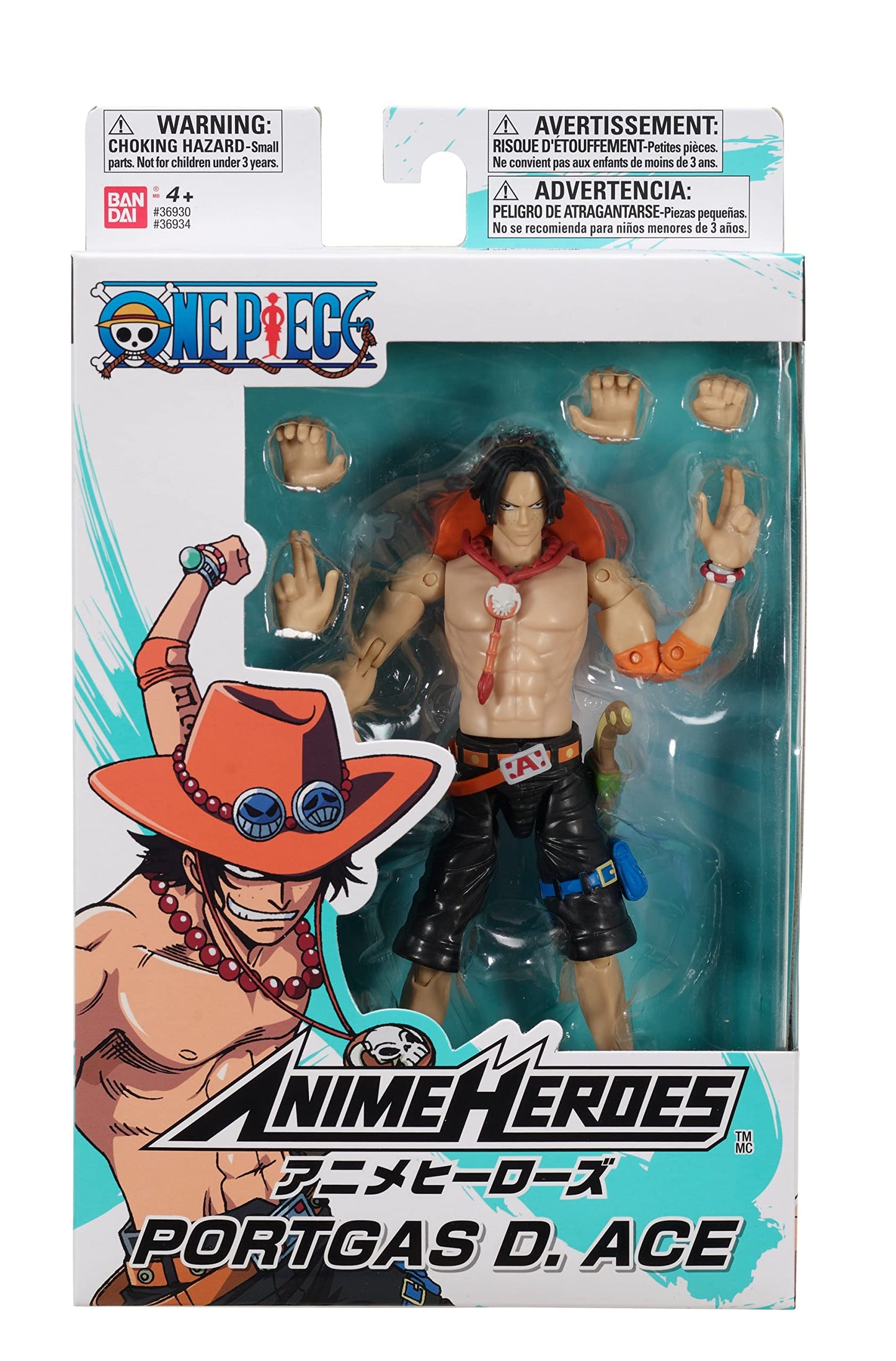 Bandai Anime Heroes, One Piece, Action figure Portgas D. Ace 17 cm, 36934