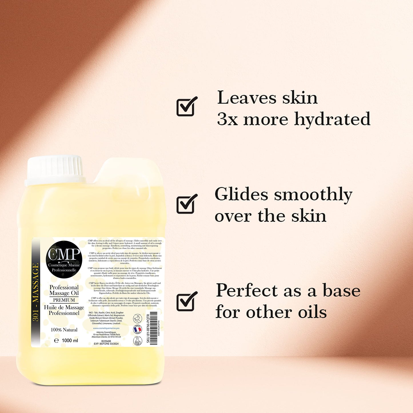 Olio da Massaggio Professionale + Dispenser Gratis - Formato Economico - Ideale per Aromaterapia, Terapia Fisica e Trattamenti SPA - L'Esperienza di Massaggio che Stavi Aspettando - 1000 ml