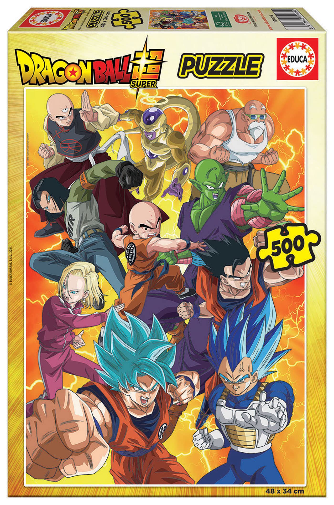 Educa - Puzzle 500 pezzi per adulti | Dragon Ball. Pezzi perfettamente finiti e sicuri per i bambini. Misura 34 x 48 cm. Include colla fix Puzzle. Da 11 anni (19009)