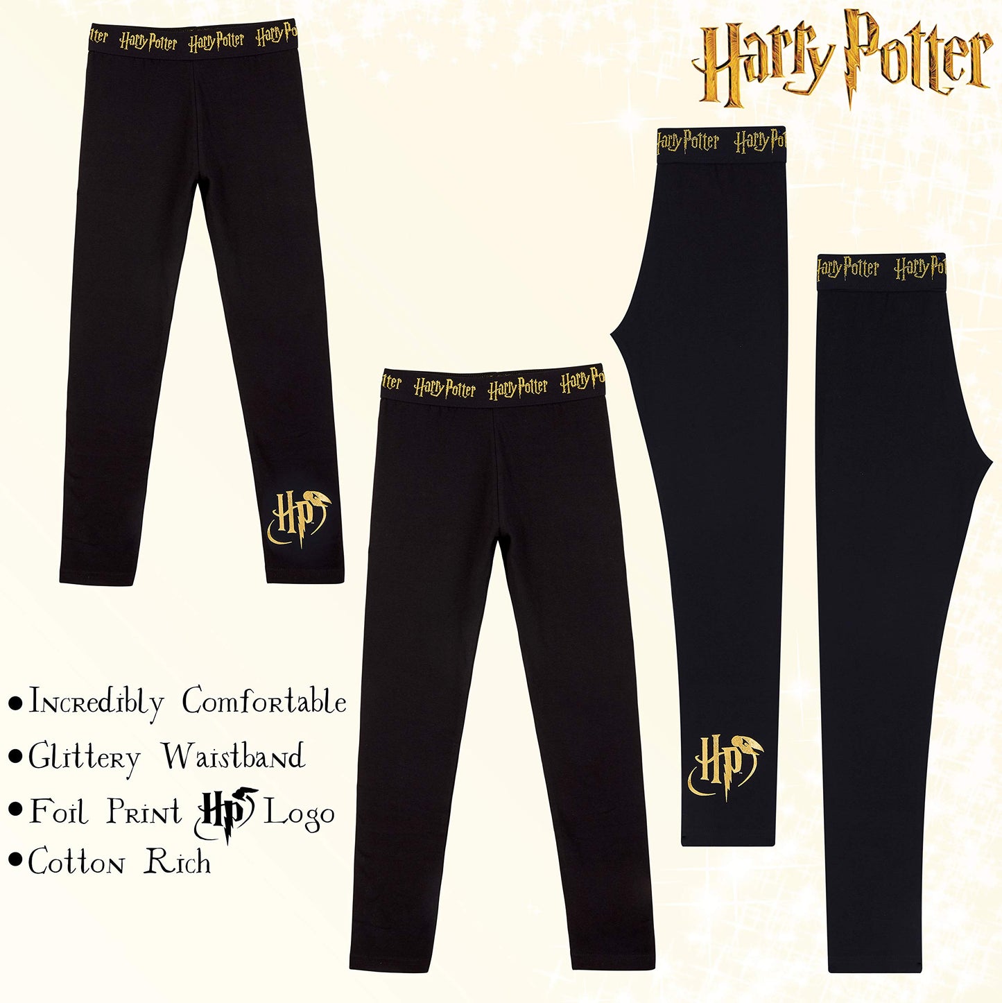 Harry Potter Felpa Corta Con Cappuccio Per Bambina E Ragazza E Leggings In Cotone 6-14 Anni, Abbigliamento Ufficiale, Magiche Idee Regalo (Nero, 13-14 anni)