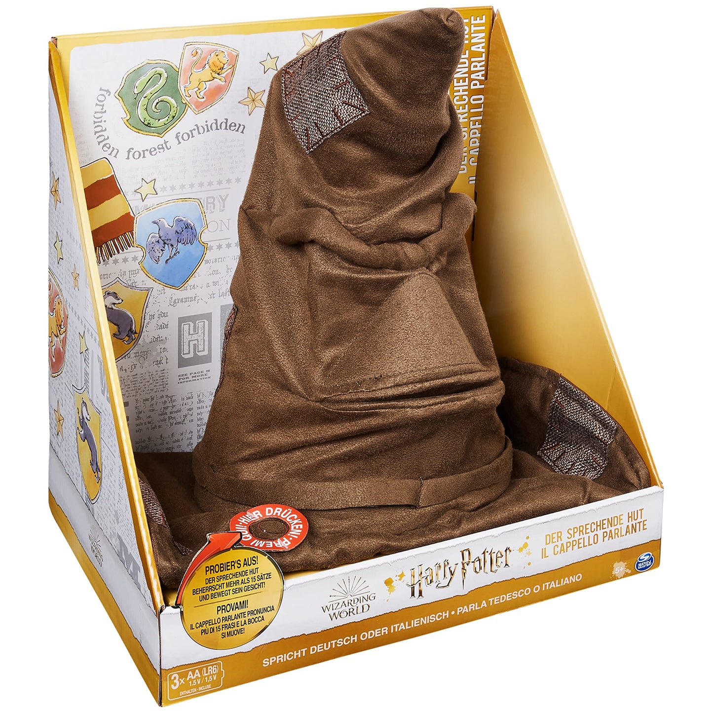 Wizarding World | Cappello Parlante Interattivo di Harry Potter | Voce originale dei film di Harry Potter | 15 frasi in italiano/tedesco | Accessori Harry Potter dai 5 anni in su