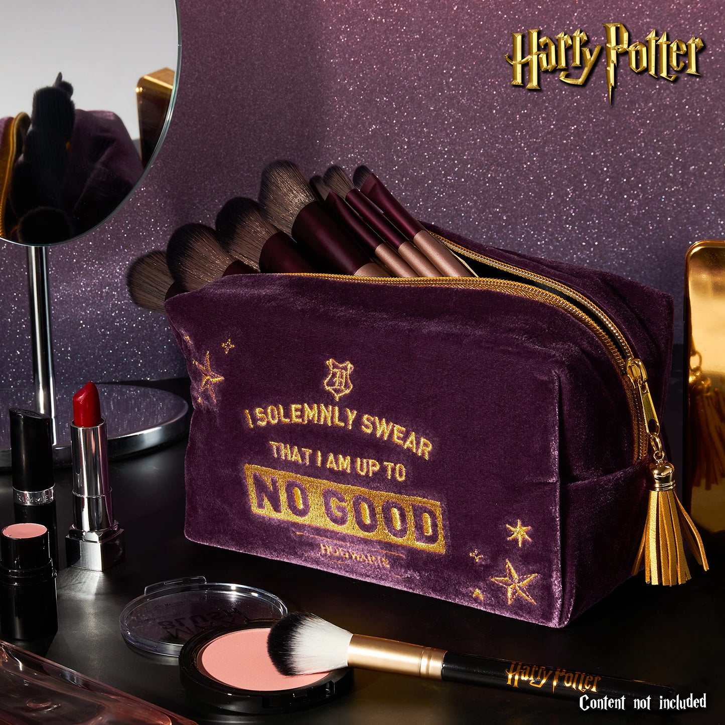 Harry Potter Pochette Donna, Beauty Case Donna Ragazza in Velluto, Harry Potter Gadget Originale (Viola)