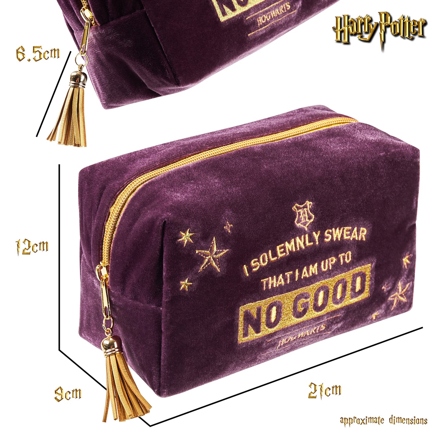 Harry Potter Pochette Donna, Beauty Case Donna Ragazza in Velluto, Harry Potter Gadget Originale (Viola)