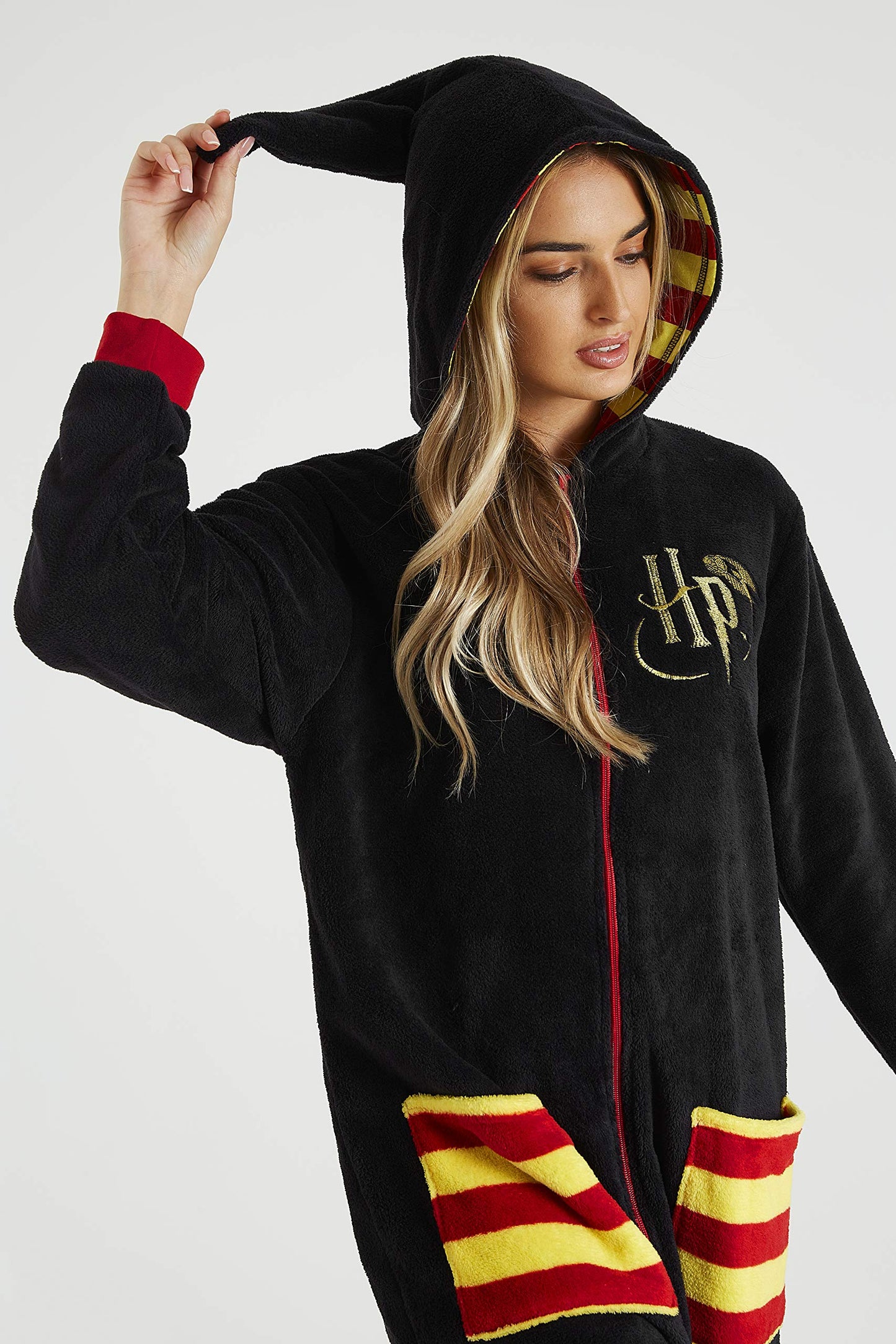 Harry Potter Pigiama Intero Donna, Pigiamone in Pile Unisex S-XL, Merchandise Ufficiale, Regalo Originale (Nero, L)