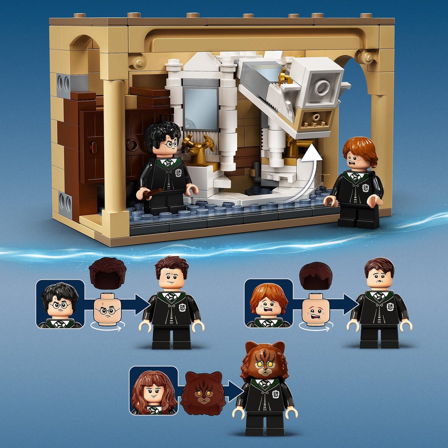 LEGO Harry Potter Hogwarts: Errore della Pozione Polisucco, Castello Giocattolo con Minifigure d'Oro del 20° Anniversario 76386