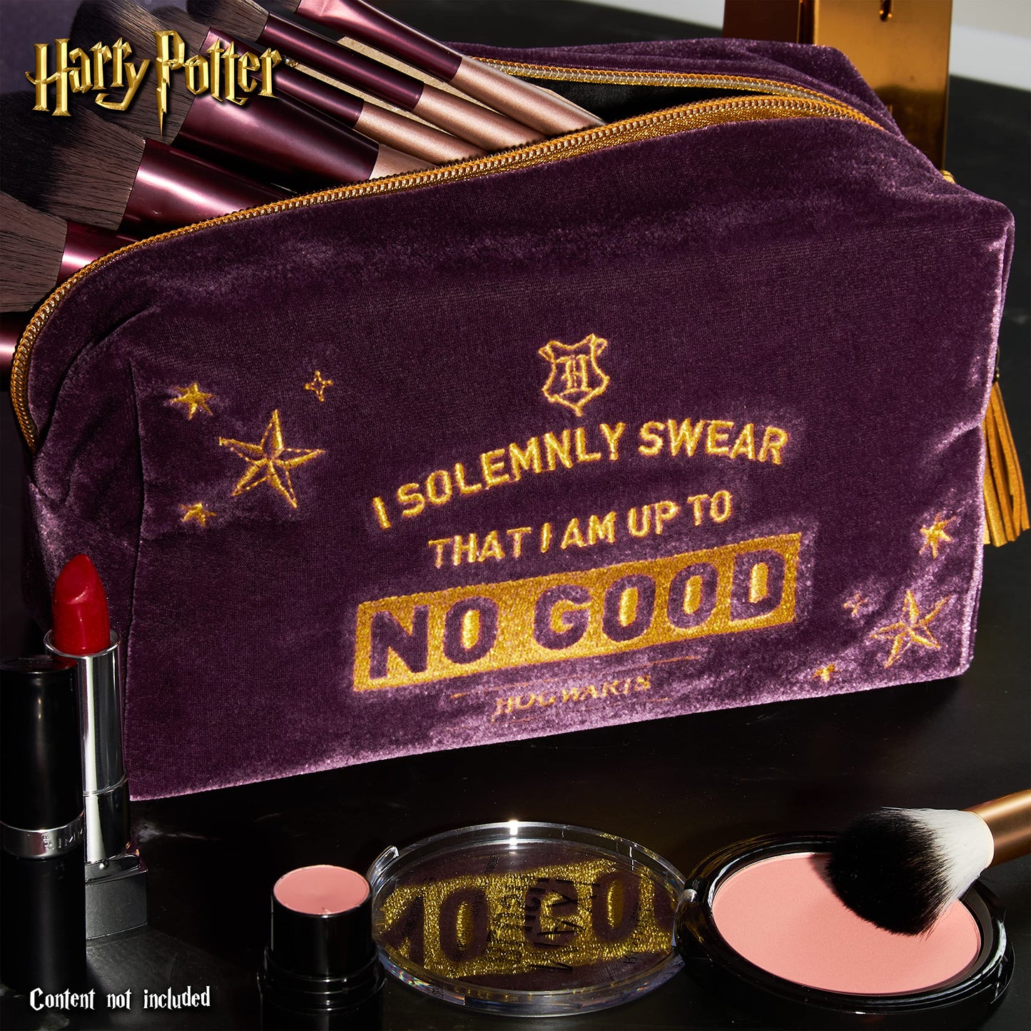 Harry Potter Pochette Donna, Beauty Case Donna Ragazza in Velluto, Harry Potter Gadget Originale (Viola)