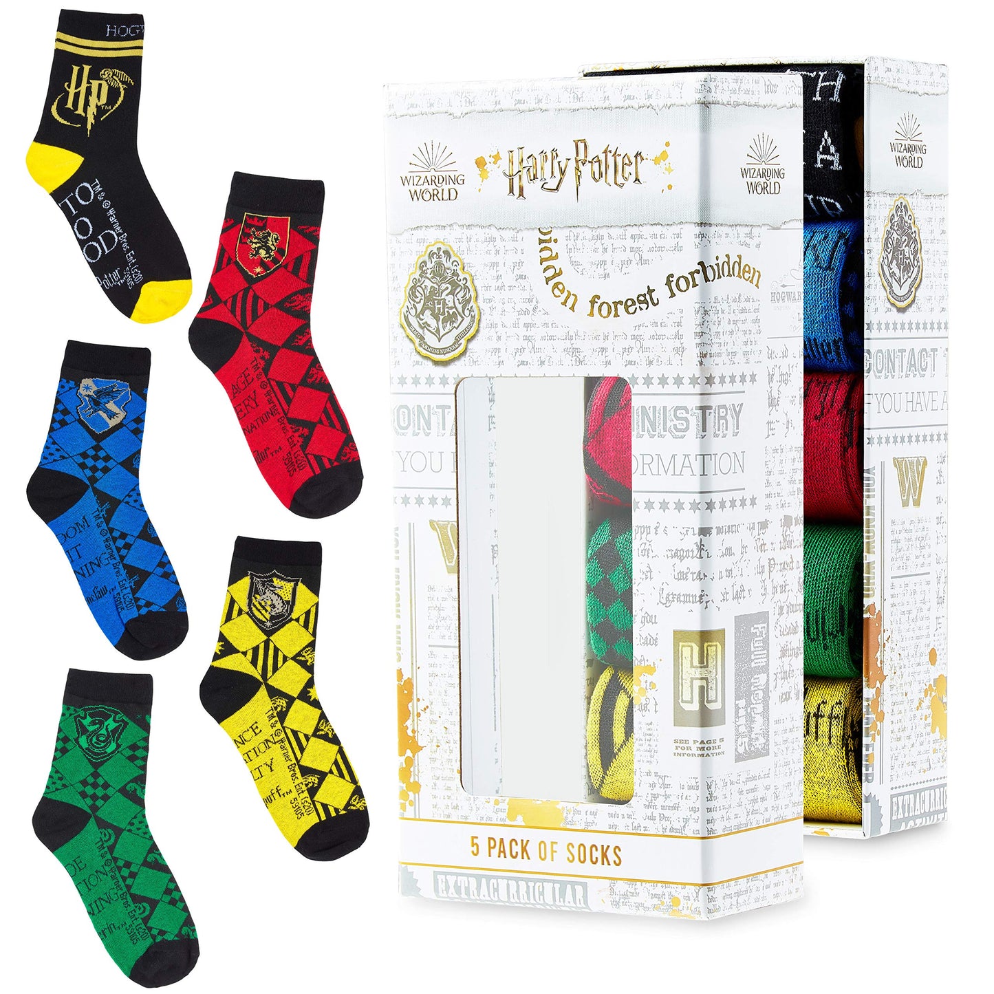 Harry Potter Calzini Per Bambino, Pacco Da 5 Calze Misto Cotone, Taglia Unica, Merchandise Ufficiale, Simpatiche Idee Regalo Per Fans
