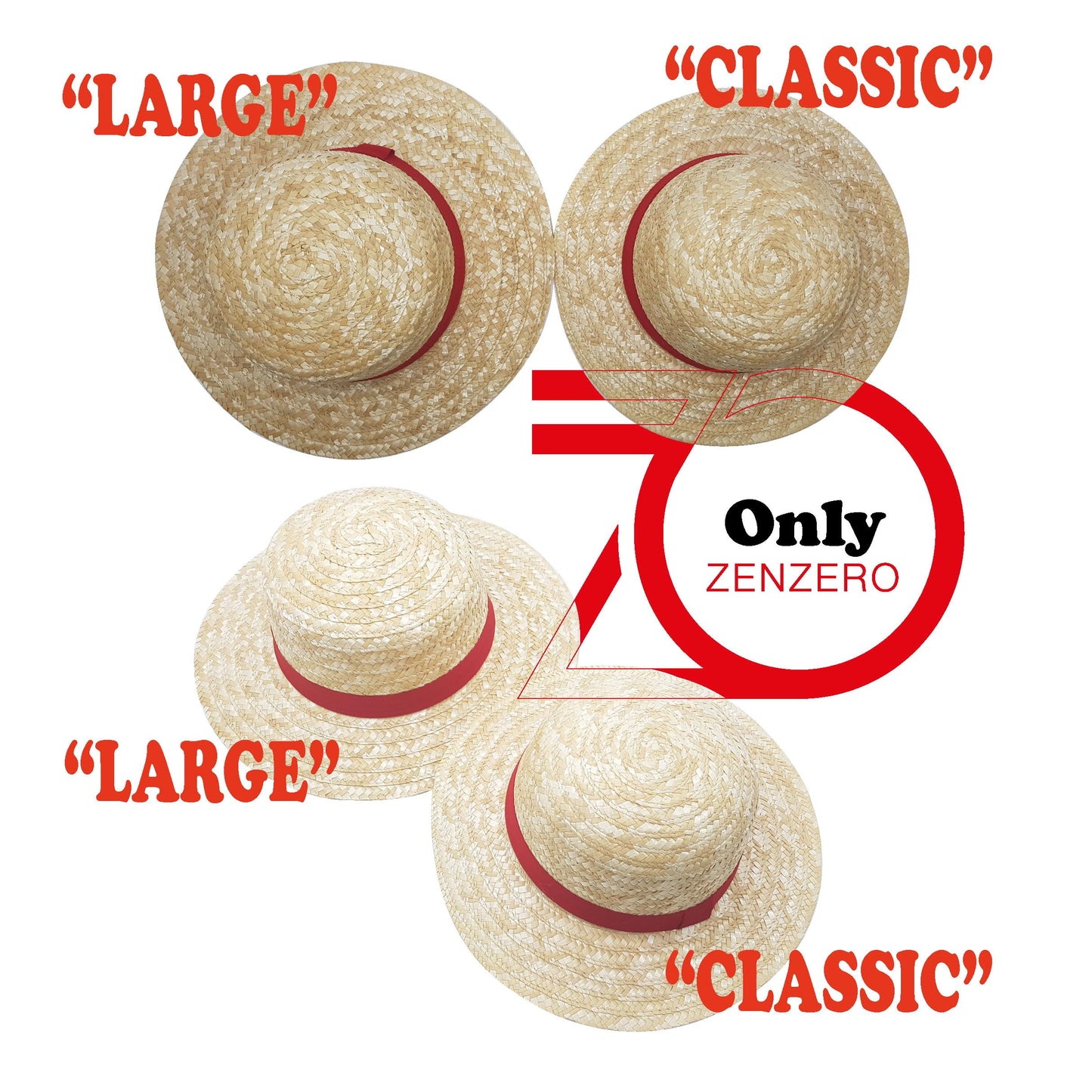 ZENZERO® - CAPPELLO DI PAGLIA - Cosplay The Monkey D. LUFFY RUBBER - Taglia Unica INISEX - Pz 1 (Cappello di paglia)