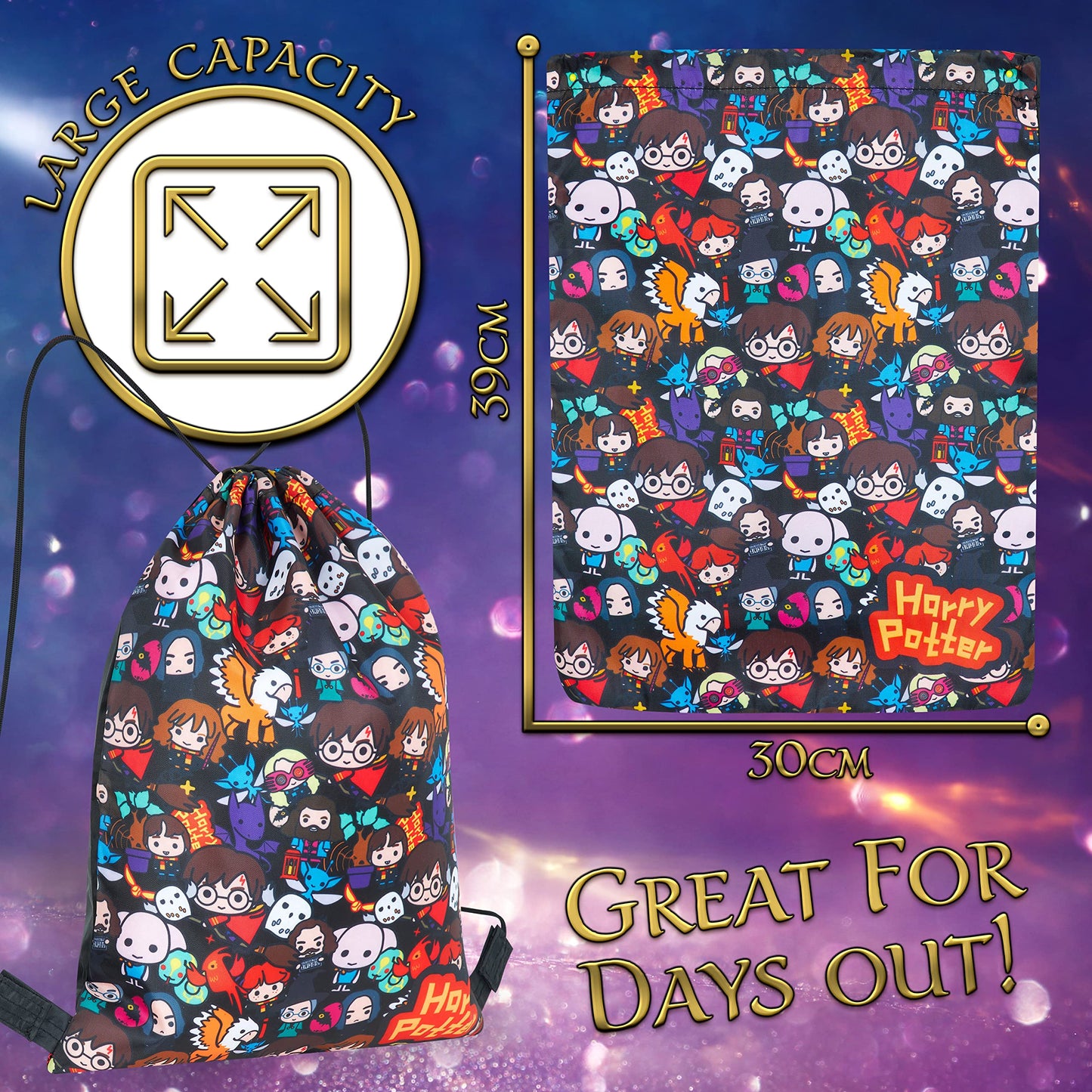 Harry Potter Sacca Sportiva, Borsa Zaino Stile Chibi Per Scuola, Palestra, Mare, Scarpe Calcio, Zainetto Piscina, Idee Regalo Bambino E Ragazzo