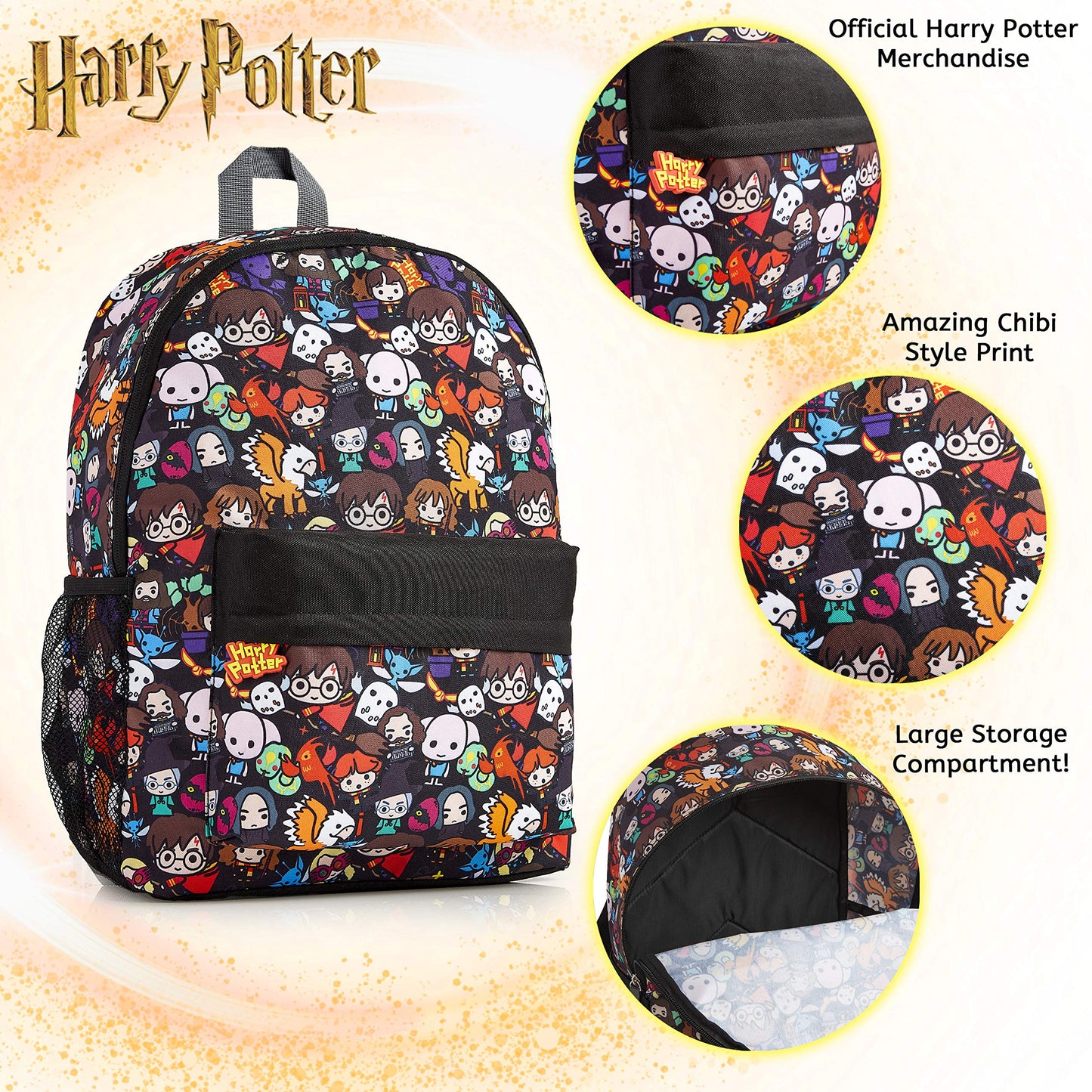 Harry Potter Zaino Scuola Elementare Bambina, Zainetto Scolastico In Tela Stile Chibi Con Personaggi, Borsa Viaggio Grande Capacità, Idea Regalo Compleanno Ragazzo Ragazza In Età Scolare