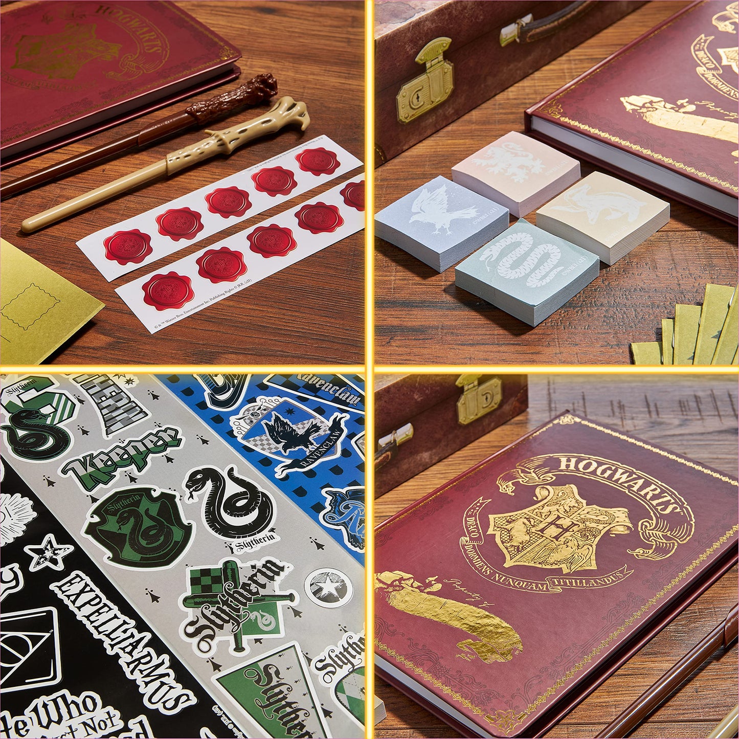 HARRY POTTER Cartoleria, Scatola di carta da lettera, taccuino, penna baguette, adesivi, buste, idea regalo per ragazza e ragazzo, con scatola ricordo